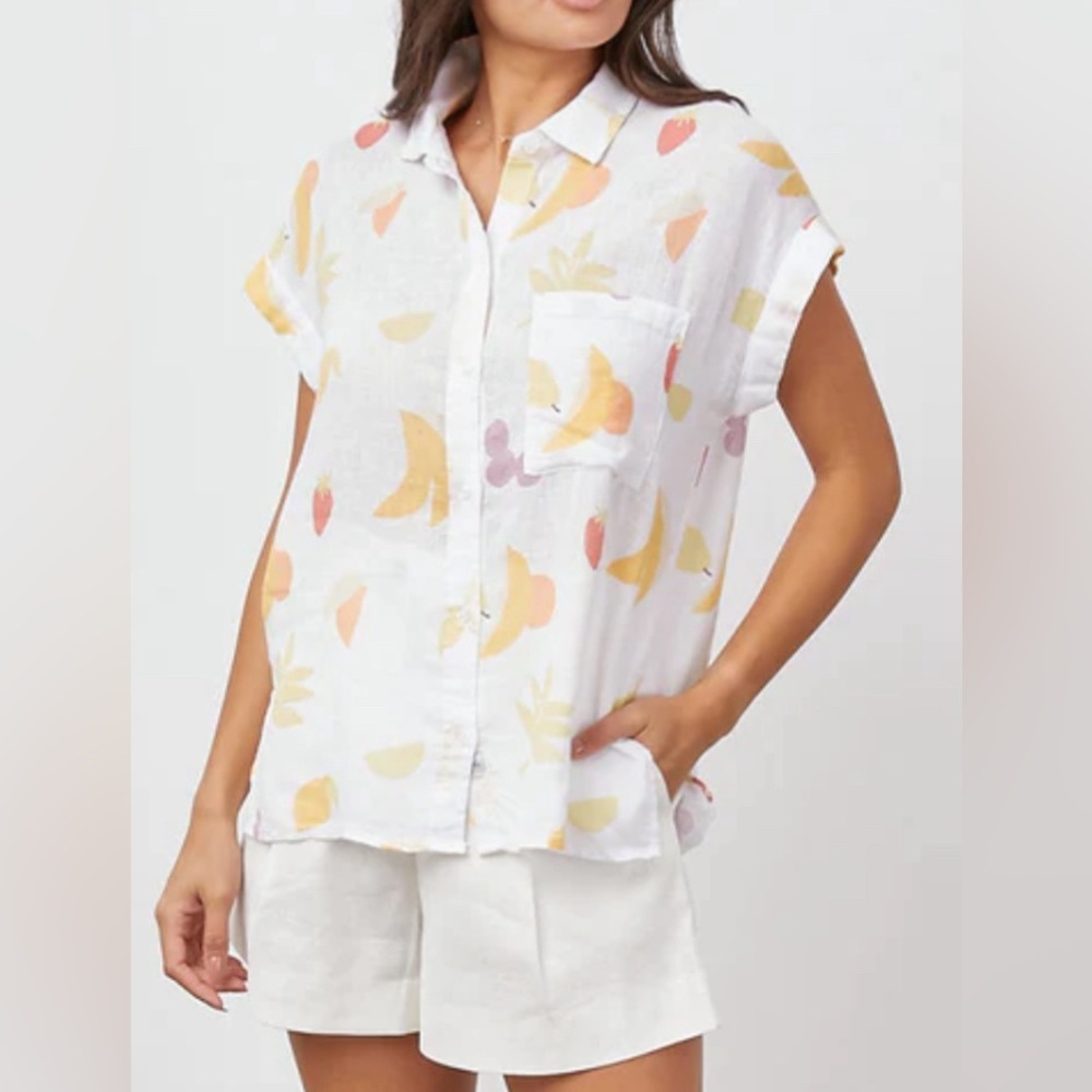 Rails White Button Down Shirt with Multicolor Print
